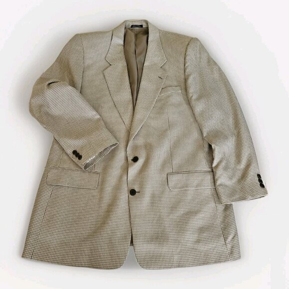 Holt Renfrew Blazer Men US 48 Cream Beige Silk Lined Union Made 2B Ventless FLAW - Picture 9 of 16